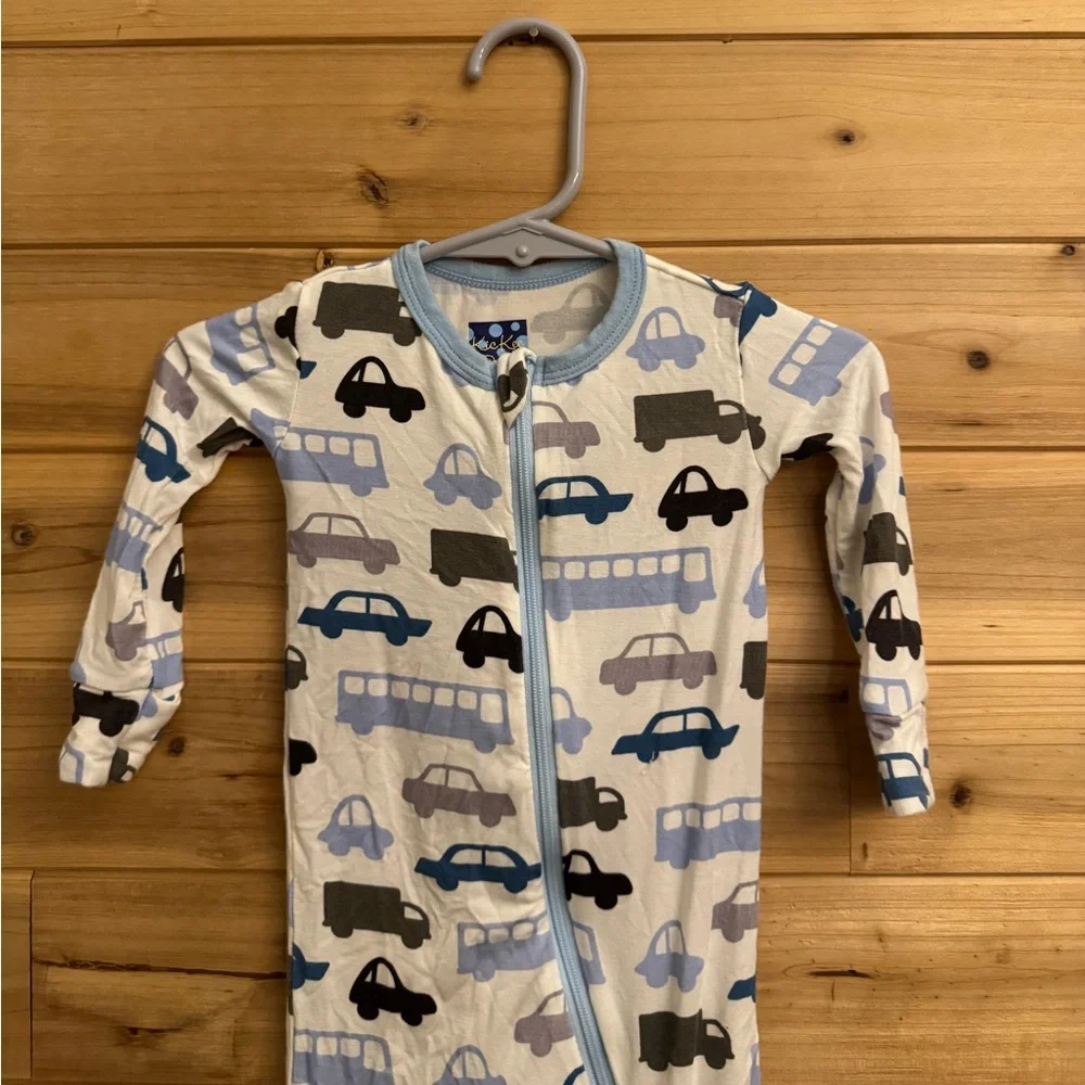 Kickee Pants Size 9-12 Months Car Zipper Bamboo Stretchy Footie Pajamas